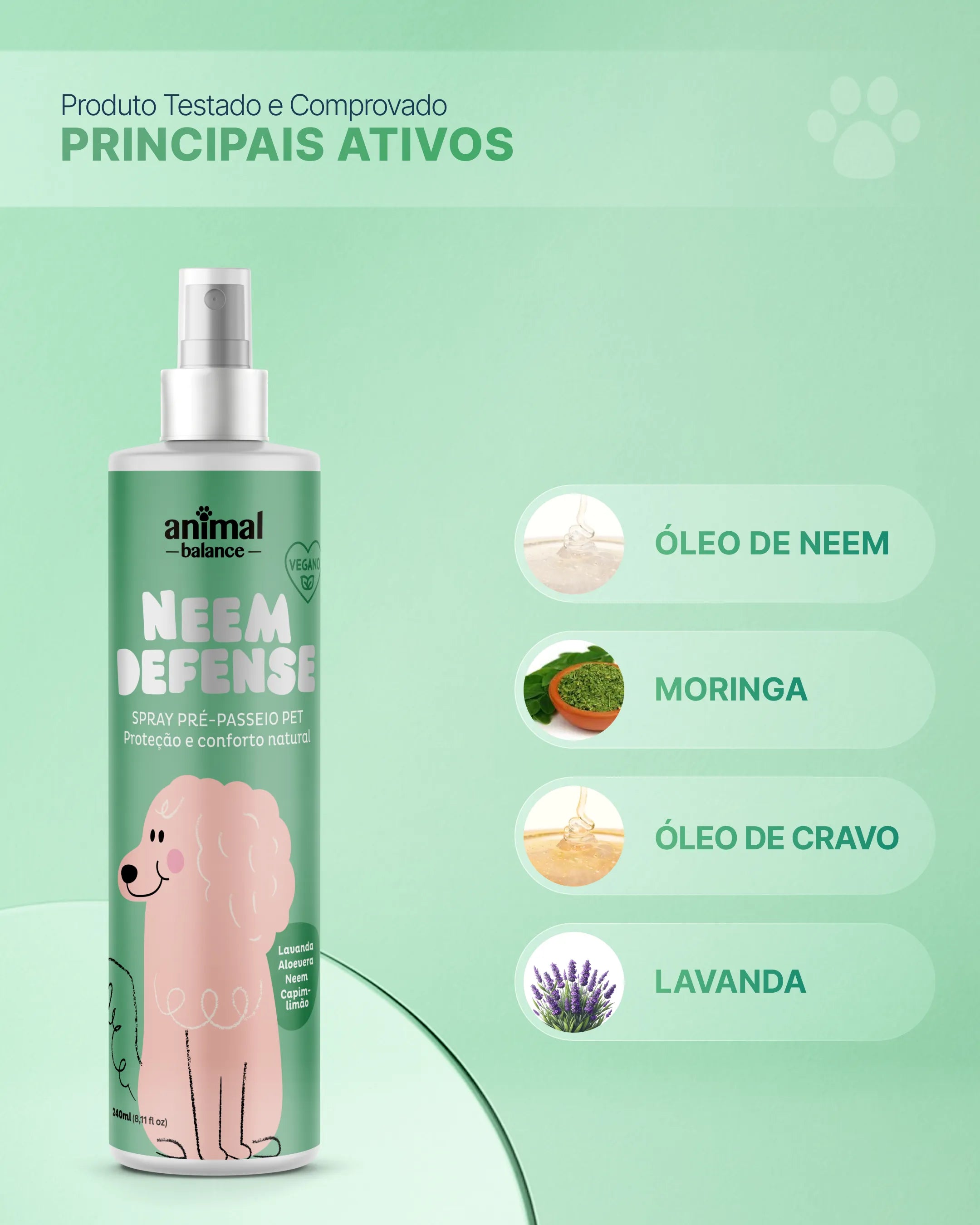 Spray Repelente Neem Defense - Neem, Capim-Limão, Lavanda & Aloe - 240ml