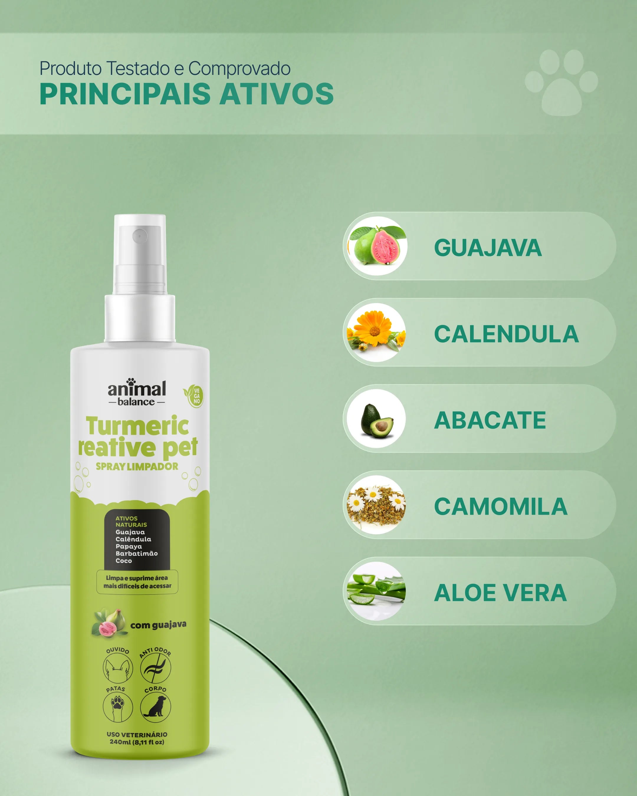 Spray Limpador - Bactericida, Anti Odor, Calmante - Psidium, Calêndula e Aloe - 240ml