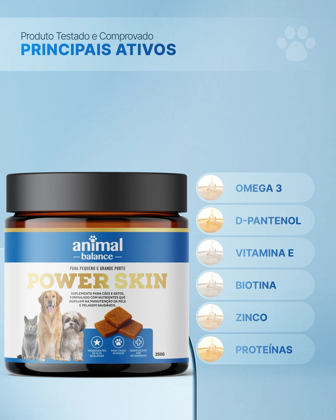 2 Power Skin - Pelo & Derme - Suplemento em Flexbites Palatáveis - 250g